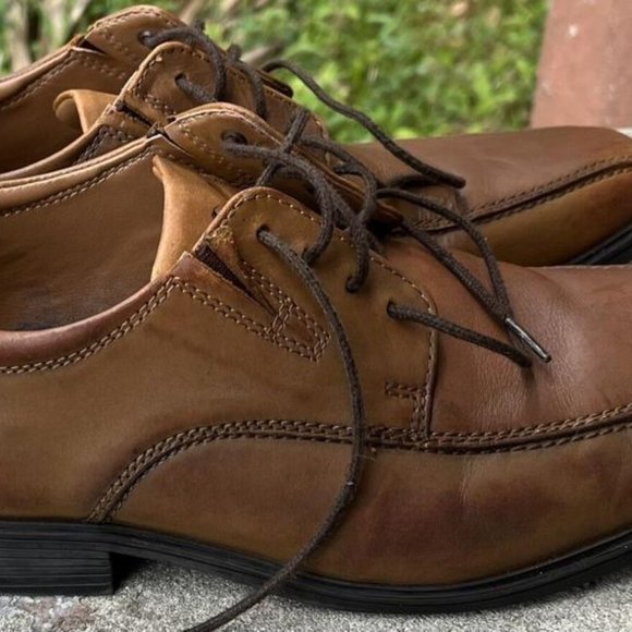 Collection by Clarks Leather Oxfords, Men\'s Size 8.5M, Dark Tan
